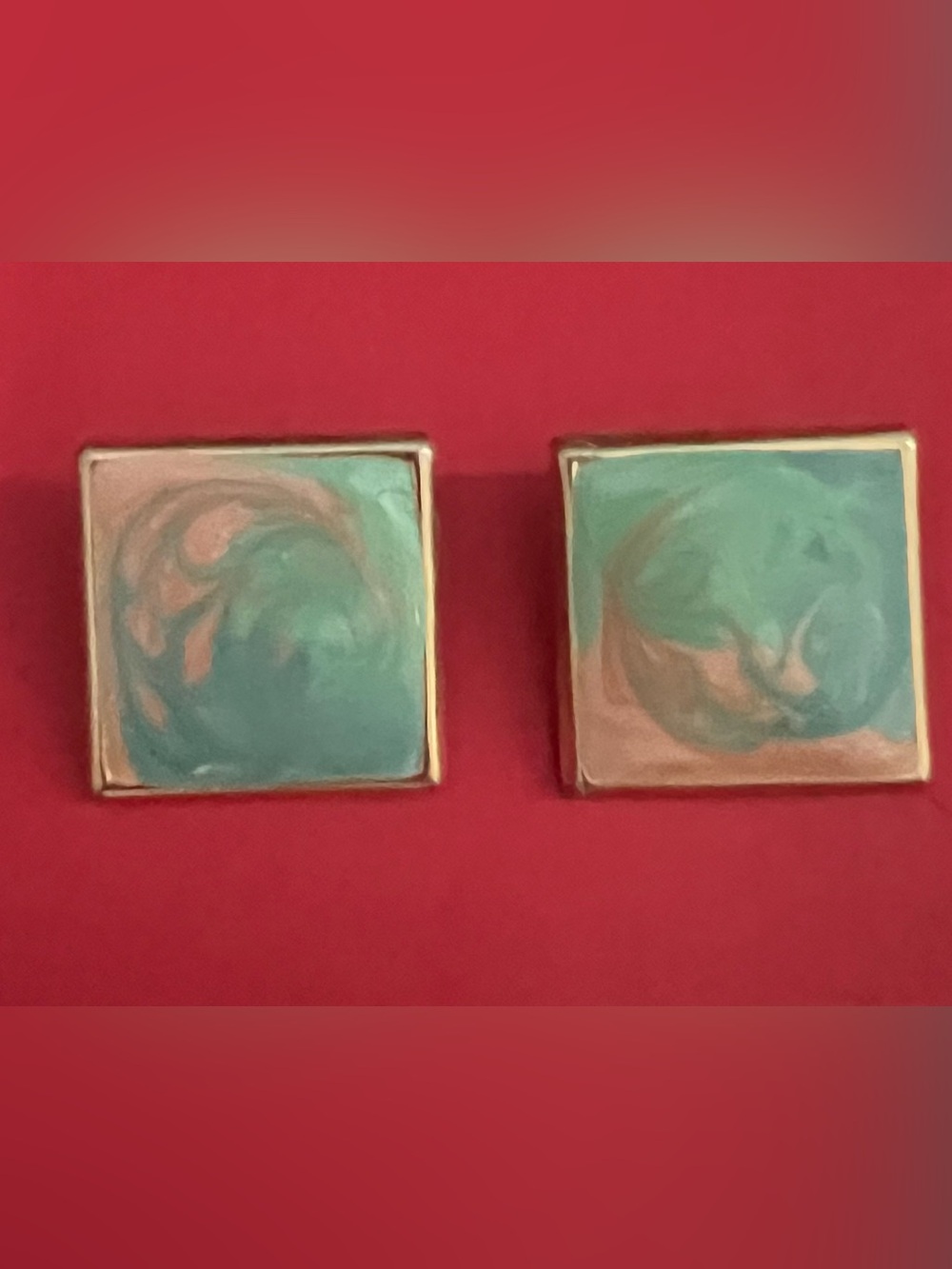 Vintage Enamel Swirl Earrings Square